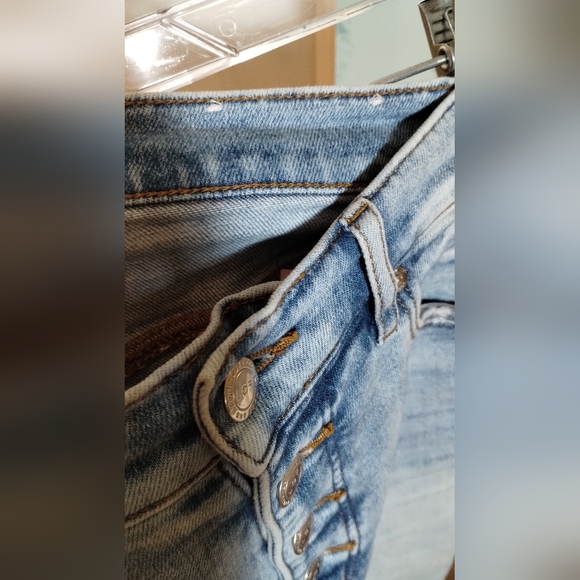 LOFT Light Wash Button Fly Light Distressed High Waist Skinny Jeans Sz 29/8 - Picture 8 of 9